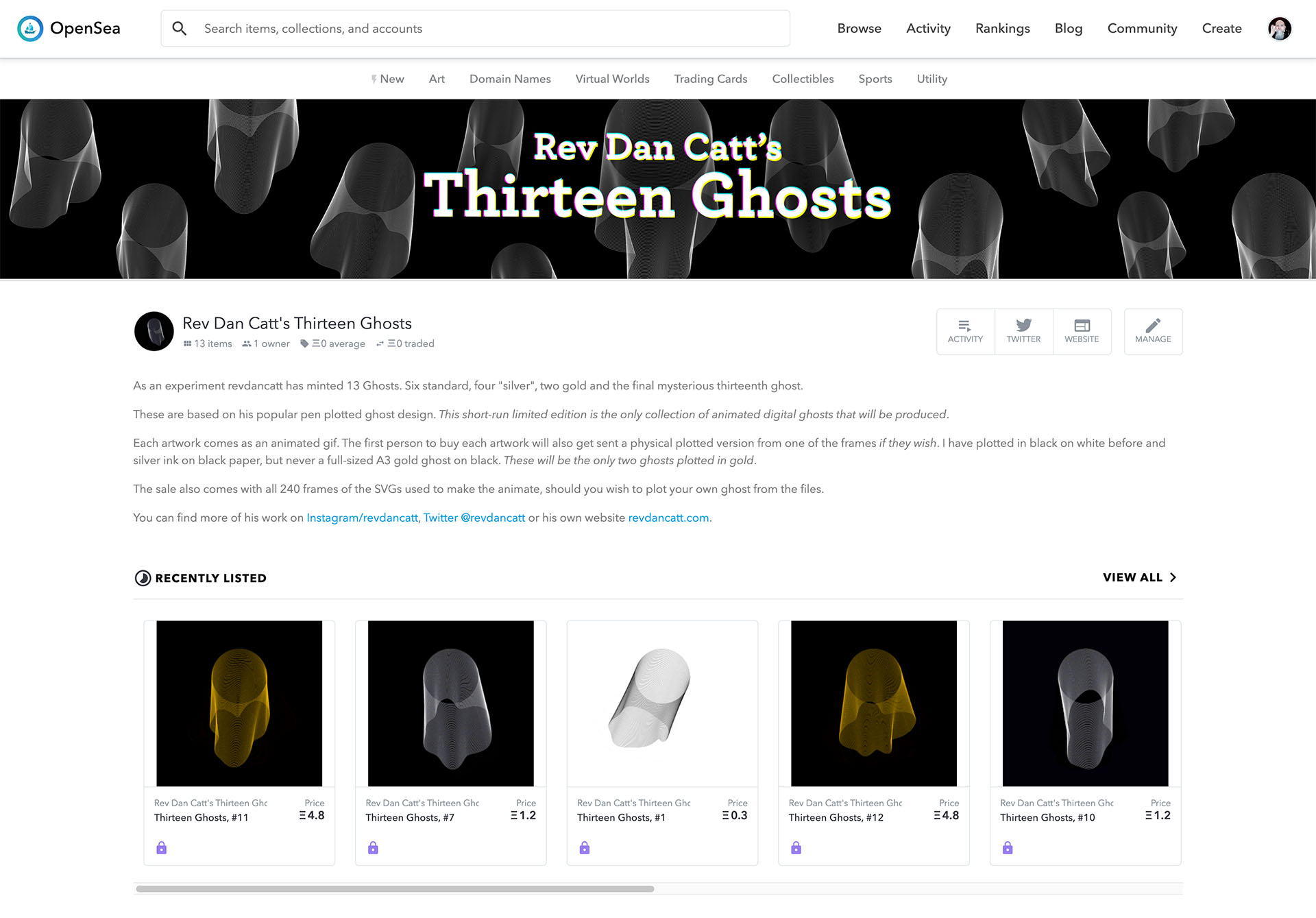 Thirteen Ghosts on OpenSea