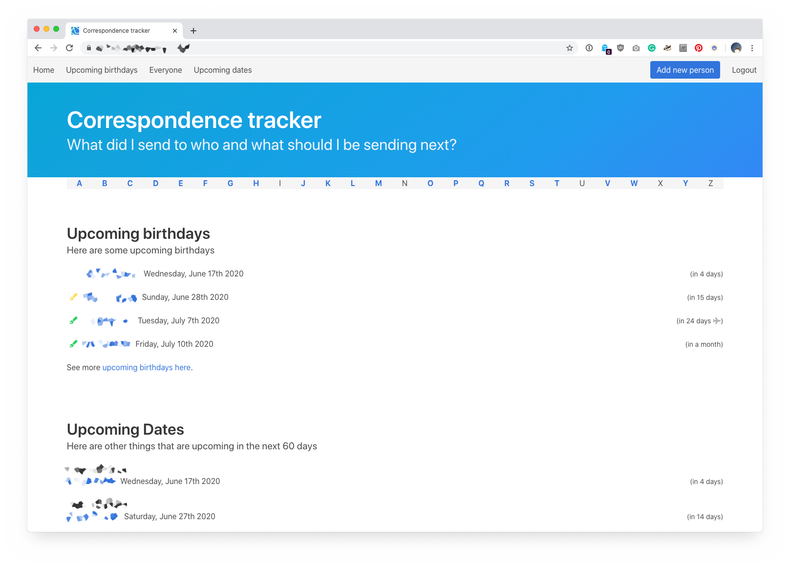 Correspondence tracker